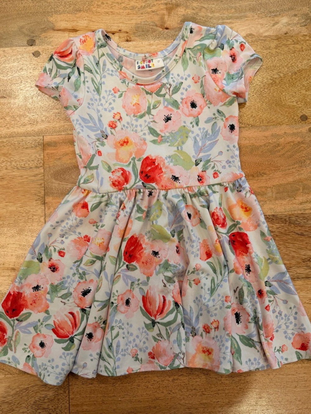 Floral Cotton-Blend Girls' Dress - Pink & Red Floral - brand is Dot Dot Smile